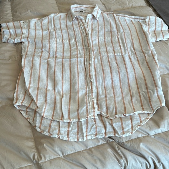 Madewell Tops - Madewell linen Viscose blend shirt stripe XS oversized